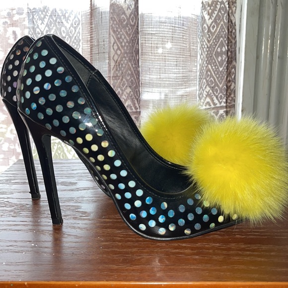 Privileged Stiletto Heels with yellow fur pompom Sz 7.5 - Picture 4 of 7